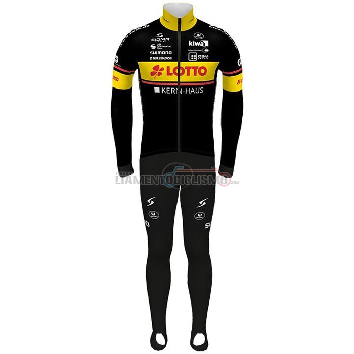 Abbigliamento Ciclismo Lotto-Kern Haus Manica Lunga 2021 Nero Giallo